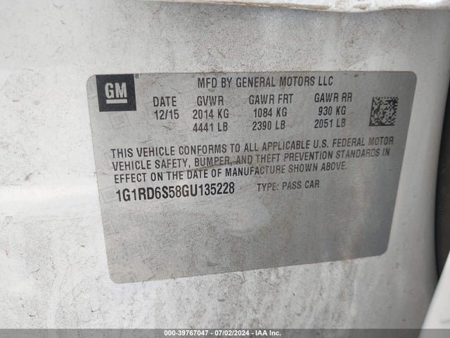 Chevrolet Volt Premier 2016 1G1RD6S58GU135228 Image 9