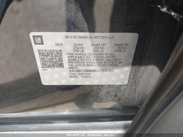 1G1BC5SM8K7103280 Chevrolet CRUZE LS