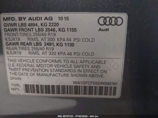 WA1GFCFS5GR008781 Audi Q3 2.0t Premium Plus