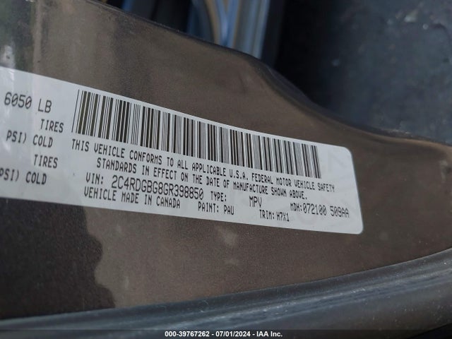 Dodge Grand Caravan Se 2016 2C4RDGBG8GR398850 Image 9
