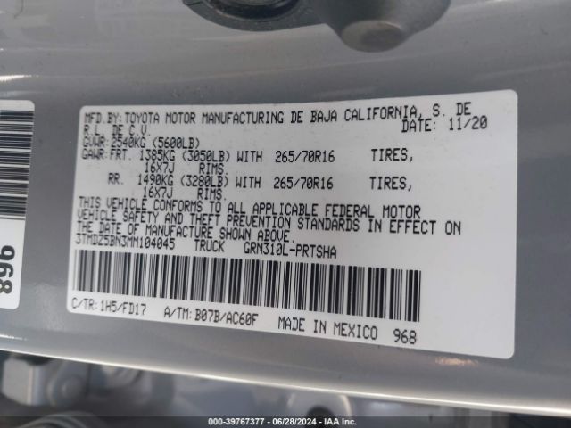 3TMDZ5BN3MM104045 Toyota Tacoma Trd Off-road