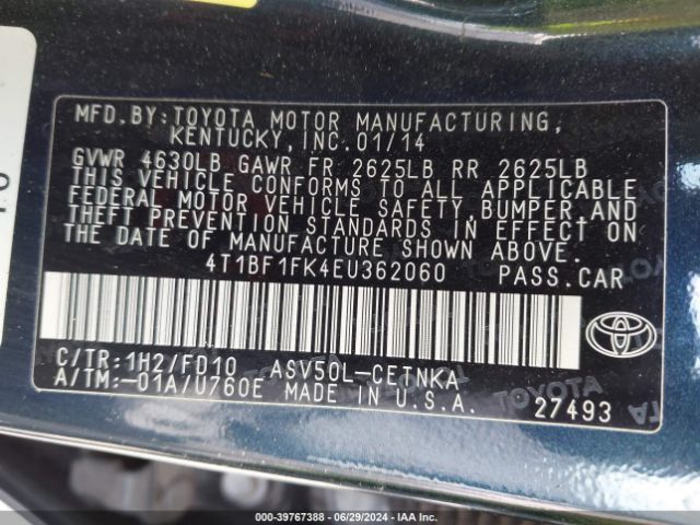 4T1BF1FK4EU362060 Toyota CAMRY LE