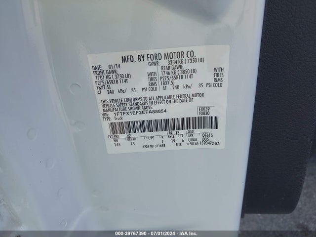Ford F-150 Stx 2014 1FTFX1EF2EFA88854 Image 9