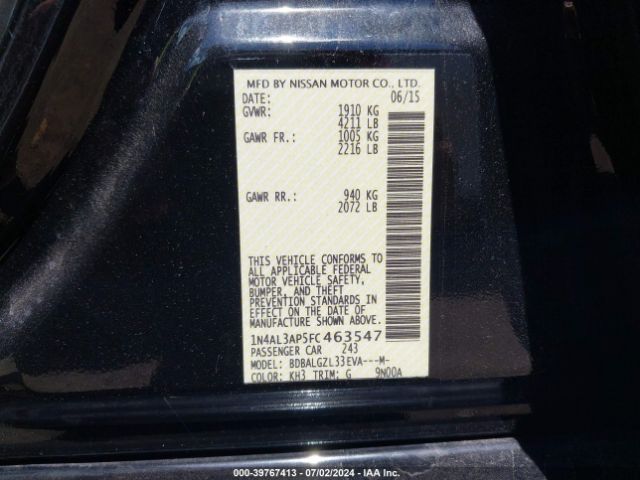 1N4AL3AP5FC463547 Nissan Altima 2.5 S