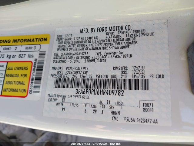 3FA6P0PU6HR409782 Ford Fusion Energi Se Luxury