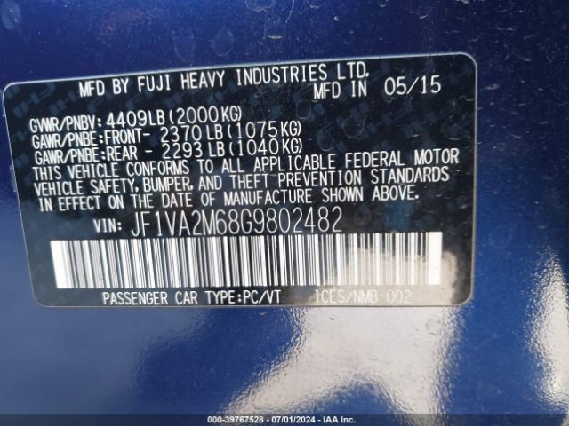 JF1VA2M68G9802482 Subaru Wrx Sti