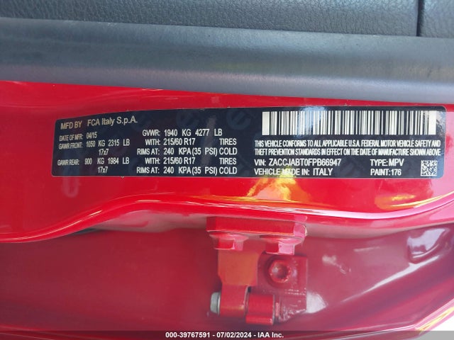 ZACCJABT0FPB66947 Jeep Renegade Latitude