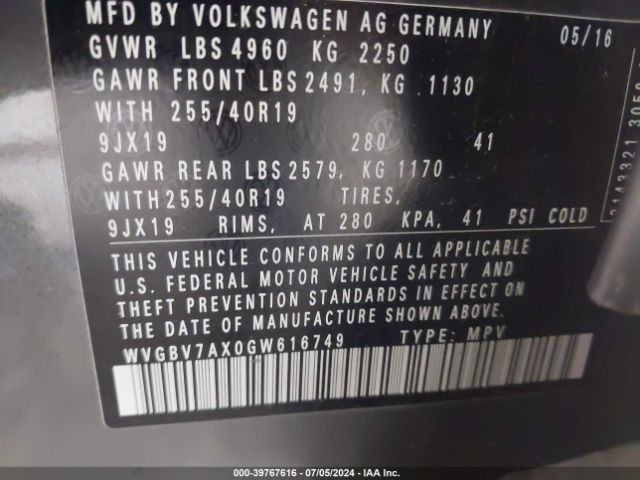 WVGBV7AX0GW616749 Volkswagen Tiguan Sel