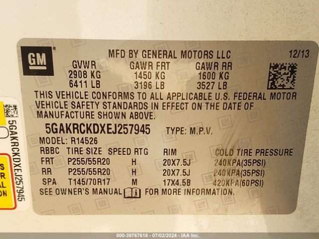 5GAKRCKDXEJ257945 Buick Enclave Premium