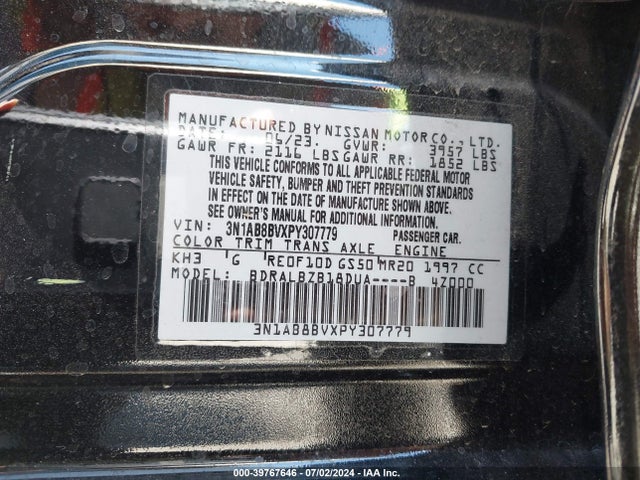 Nissan Sentra S Xtronic Cvt 2023 3N1AB8BVXPY307779 Image 9