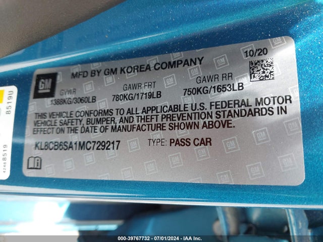Chevrolet Spark Fwd Ls Automatic 2021 KL8CB6SA1MC729217 Image 9