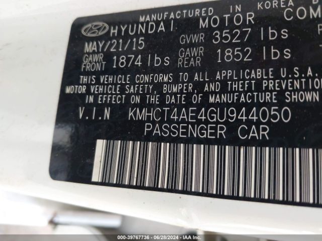 KMHCT4AE4GU944050 Hyundai ACCENT SE