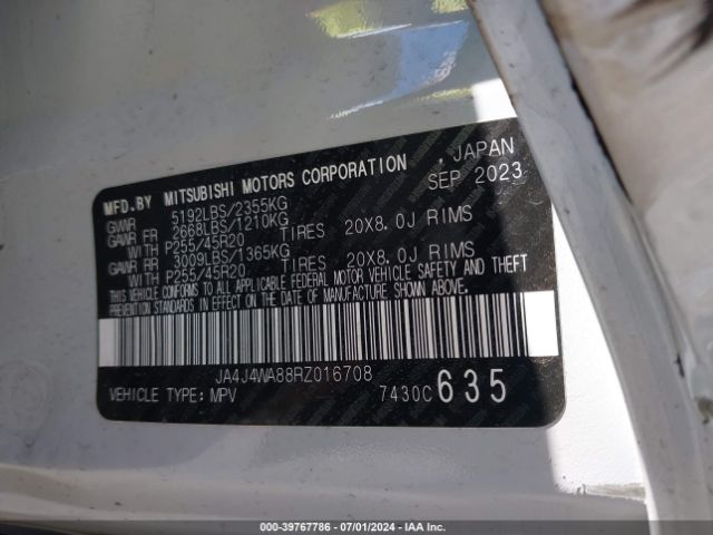JA4J4WA88RZ016708 Mitsubishi Outlander Sel 2.5 S-awc