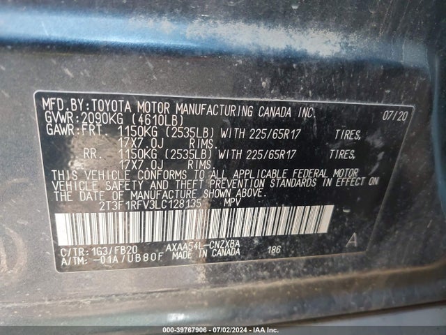 Toyota RAV4 LE 2020 2T3F1RFV3LC128135 Image 9