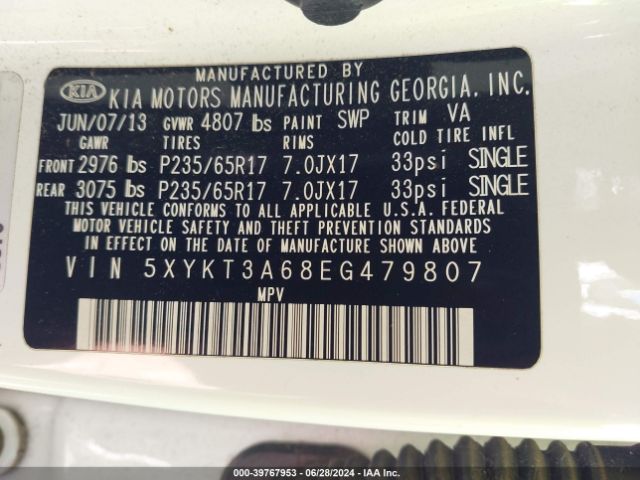 5XYKT3A68EG479807 KIA SORENTO LX