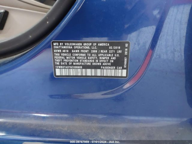 1VWBS7A37GC035905 Volkswagen Passat 1.8t Se