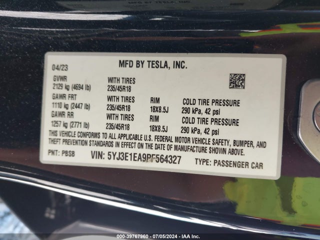2023 TESLA MODEL 3 5YJ3E1EA9PF564327 Photo 8