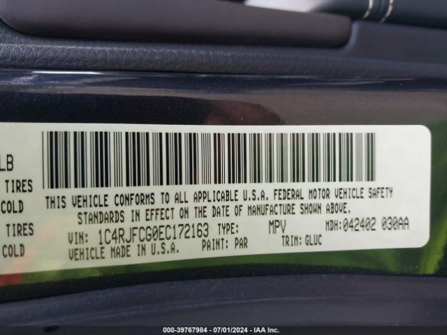 1C4RJFCG0EC172163 Jeep Grand Cherokee Overland
