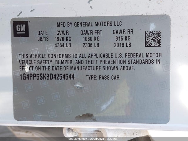 Продаж на аукціоні авто 2013 Buick Verano, vin: 1G4PP5SK3D4254544, номер лоту: 39768097