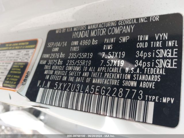 5XYZU3LA5EG228773 Hyundai Santa Fe Sport 2.0l Turbo