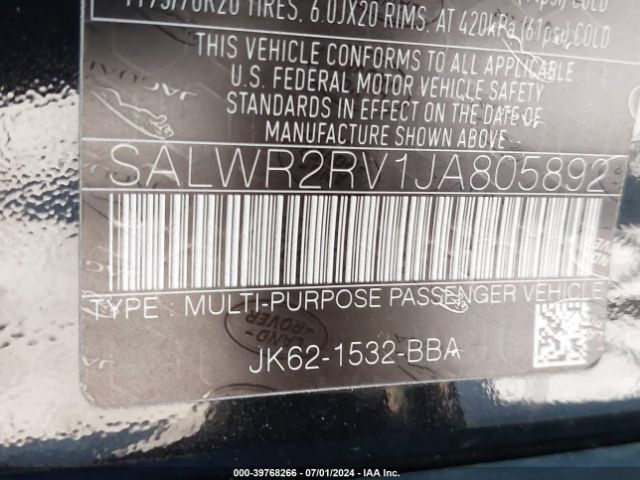 SALWR2RV1JA805892 Land Rover Range Rover Sport Hse