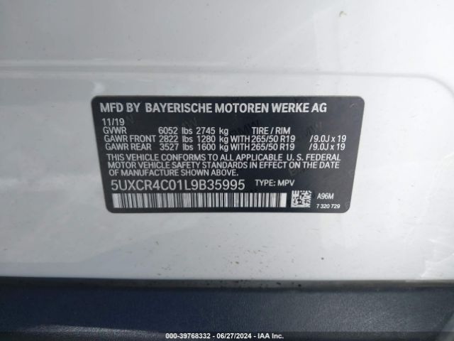 5UXCR4C01L9B35995 BMW X5 Sdrive40i