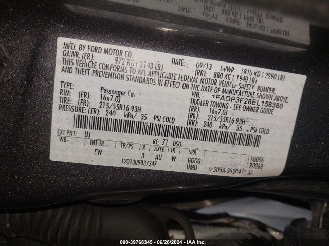 Ford FOCUS SE 2014 1FADP3F28EL158380 Image 9