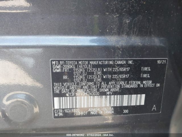 2T3F1RFV3MC243030 Toyota RAV4 LE