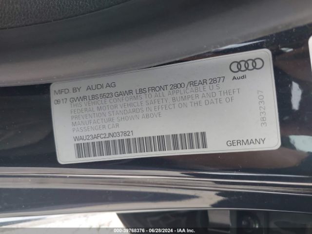 WAU23AFC2JN037821 Audi A7 3.0t Premium Plus