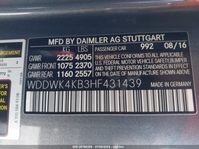 WDDWK4KB3HF431439 Mercedes-Benz C 300 4matic