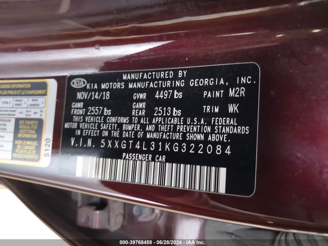 KIA Optima Lx 2019 5XXGT4L31KG322084 Image 9