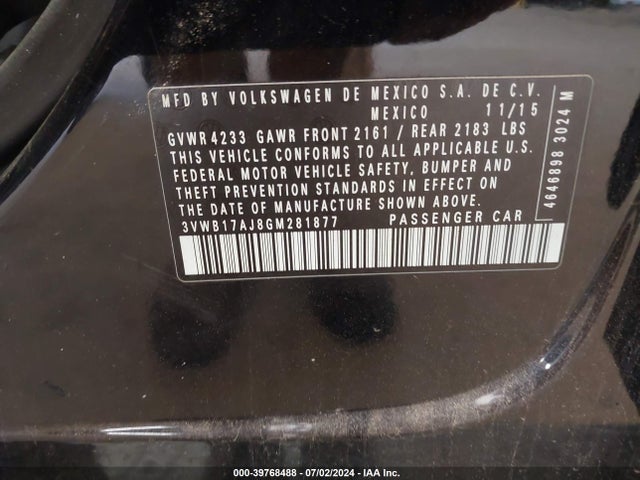3VWB17AJ8GM281877 Volkswagen Jetta 1.8t Sport