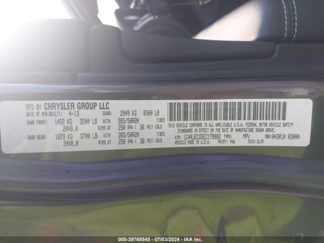 1C4RJECG5EC179992 Jeep Grand Cherokee Overland