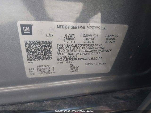 Buick Enclave Essence 2018 5GAERBKW8JJ151044 Image 9