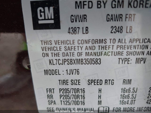 Chevrolet Trax Awd Lt 2021 KL7CJPSBXMB350583 Image 9