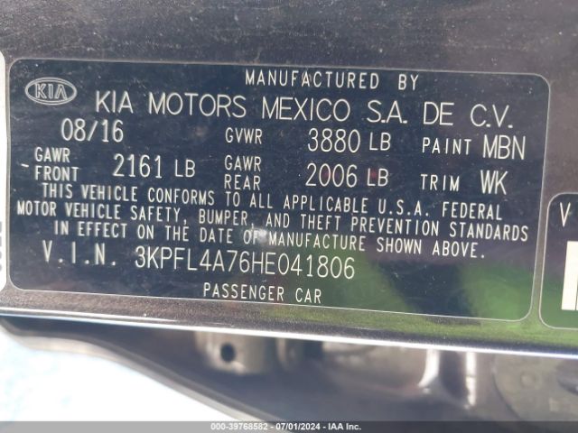 3KPFL4A76HE041806 KIA FORTE LX