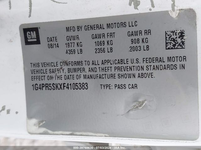 1G4PR5SKXF4105383 Buick Verano Convenience Group