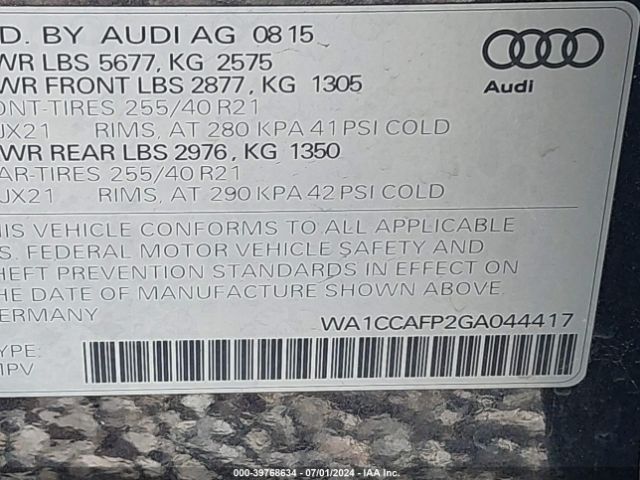 WA1CCAFP2GA044417 Audi Sq5 3.0t Premium Plus