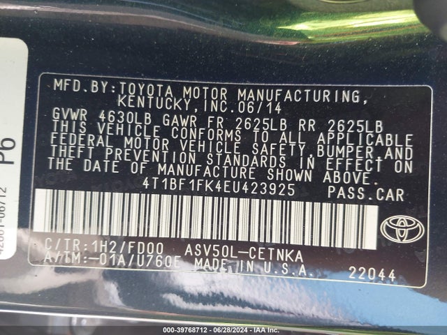 Toyota CAMRY LE 2014 4T1BF1FK4EU423925 Image 9