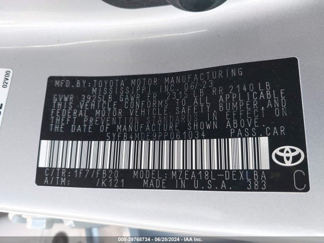 Toyota COROLLA LE 2023 5YFB4MDE9PP061034 Image 9