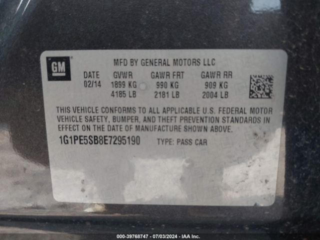 1G1PE5SB8E7295190 Chevrolet Cruze 2lt Auto