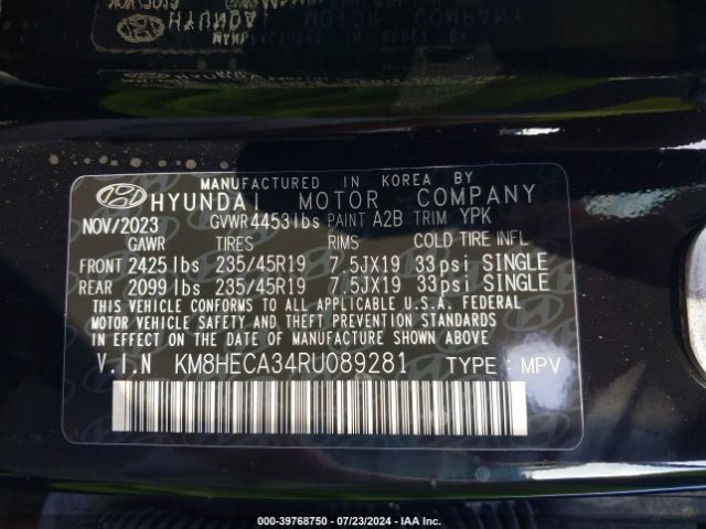 KM8HECA34RU089281 Hyundai Kona Limited