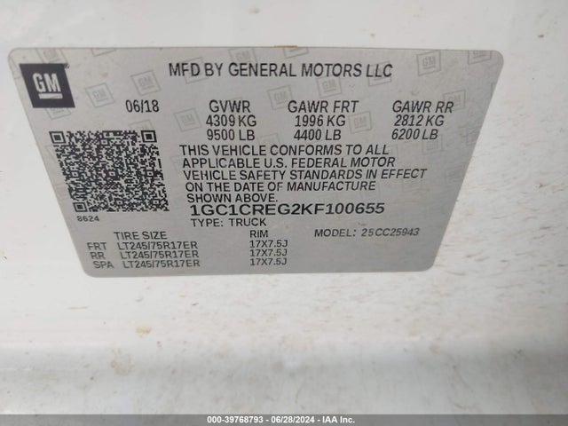 Chevrolet Silverado 2500hd Wt 2019 1GC1CREG2KF100655 Image 9