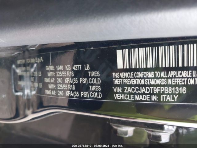 ZACCJADT9FPB81316 Jeep Renegade Limited