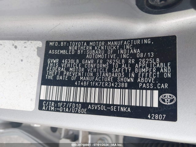 Toyota CAMRY LE 2014 4T4BF1FK7ER342388 Image 9