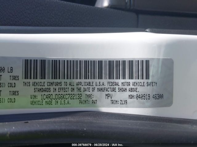 1C4RDJDG6KC722132 Dodge Durango Gt Plus Awd