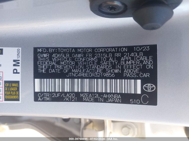 Toyota Corolla Xse 2024 JTNC4MBE0R3219856 Image 9
