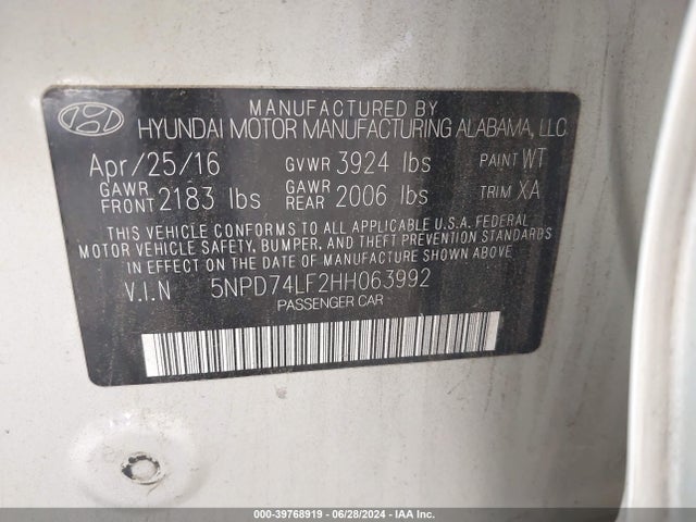 Hyundai ELANTRA SE 2017 5NPD74LF2HH063992 Image 9