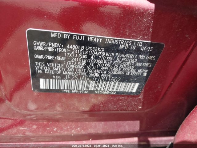 JF2SJADC7FH811502 Subaru Forester 2.5i Premium