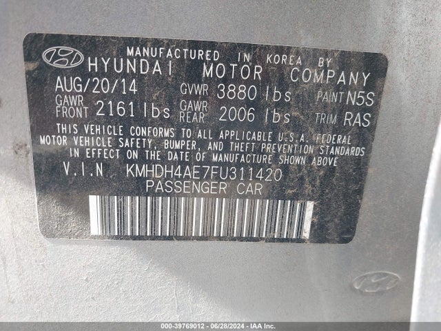 Hyundai ELANTRA SE 2015 KMHDH4AE7FU311420 Image 9